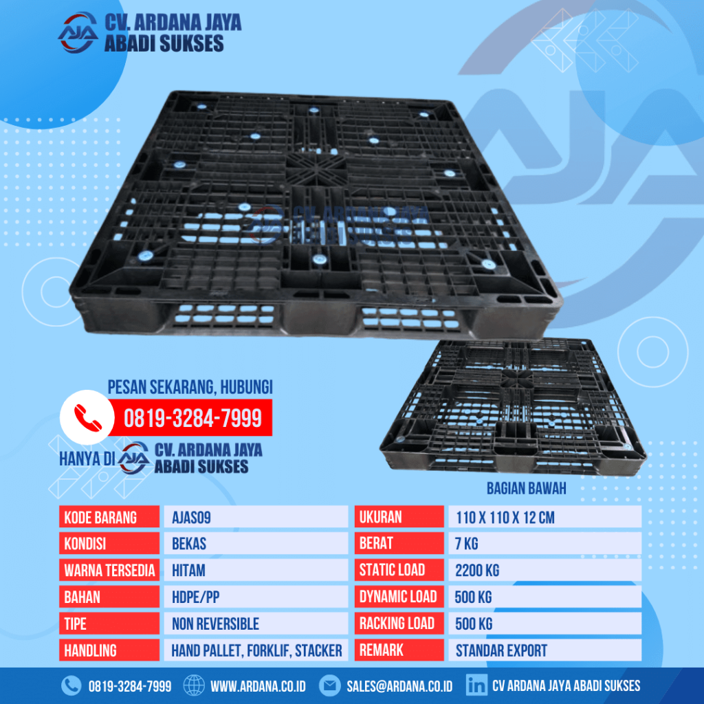 Pallet Plastik Bekas Ukuran 110 x110x12cm Hitam [AJAS09]