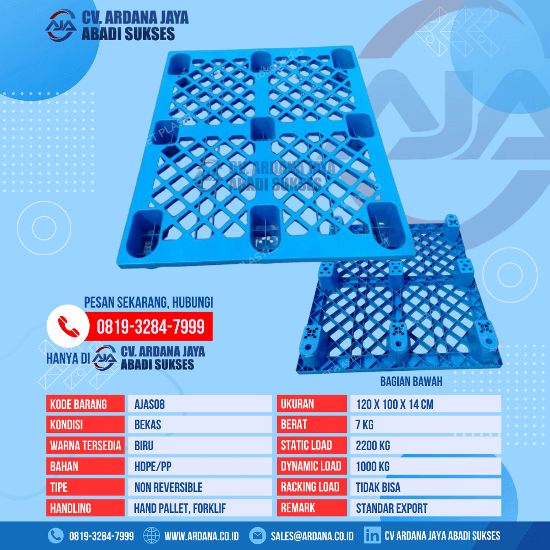 Pallet Plastik Bekas Ukuran 120x100x14cm Biru Bentuk Mangkok [AJAS08]