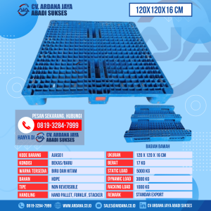 Pallet Plastik Bekas & Baru Ukuran 120x120x16 cm - AJAS01 - Biru