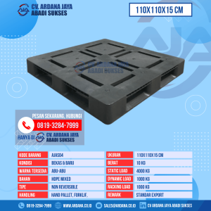 Pallet Plastik Bekas & Baru Ukuran 110x110x15 cm - AJAS04 - Abu-Abu
