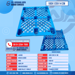 Pallet Plastik Bekas & Baru Ukuran 100x120x14 cm - AJAS08 - Biru