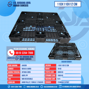 Pallet Plastik Bekas & Baru Ukuran 110x110x12 cm - AJAS09 - Hitam