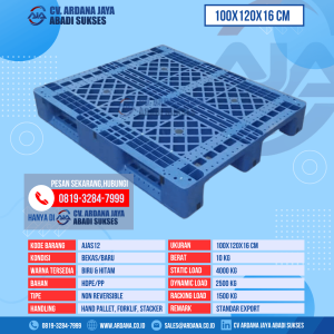 Pallet Plastik Bekas & Baru Ukuran 100x120x16 cm - AJAS12 - Biru