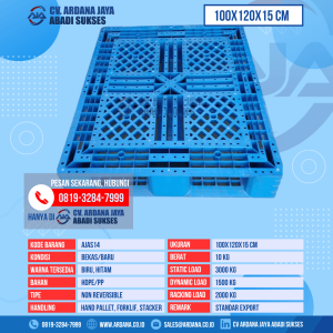 Pallet Plastik Bekas & Baru Ukuran 100x120x15 cm - AJAS14 - Biru
