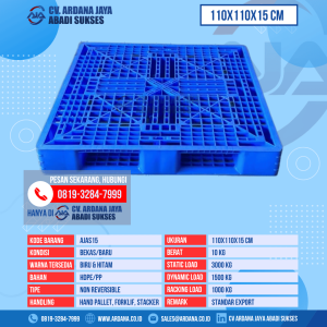 Pallet Plastik Bekas & Baru Ukuran 110x110x15 cm - AJAS15 - Biru