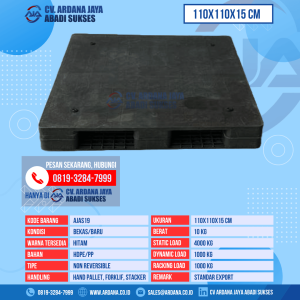 Pallet Plastik Bekas & Baru Ukuran 110x110x15 cm - AJAS19 - Hitam
