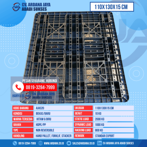 Pallet Plastik Bekas & Baru Ukuran 110x130x15 cm - AJAS20 - Hitam