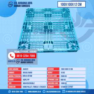 Pallet Plastik Bekas & Baru Ukuran 100x110x12 cm - AJAS23 - Biru