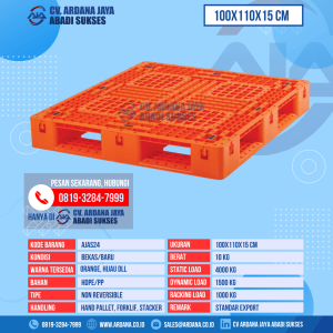 Pallet Plastik Bekas & Baru Ukuran 100x110x15 cm - AJAS24 - Orange