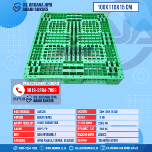 Pallet Plastik Bekas & Baru Ukuran 100x110x15 cm - AJAS25 - Hijau