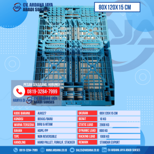 Pallet Plastik Bekas & Baru Ukuran 80x120x15 cm - AJAS27 - Biru