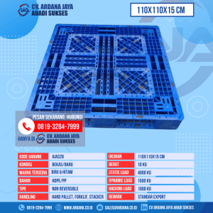 Pallet Plastik Bekas & Baru Ukuran 110x110x15 cm - AJAS28 - Biru