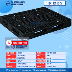 Pallet Plastik Bekas & Baru Ukuran 110x140x15 cm - AJAS29 - Hitam
