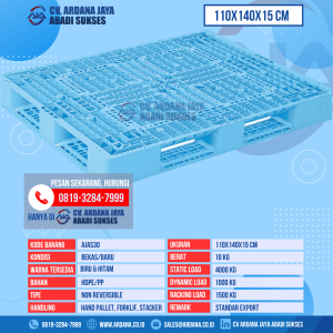 Pallet Plastik Bekas & Baru Ukuran 110x140x15 cm - AJAS30 - Biru