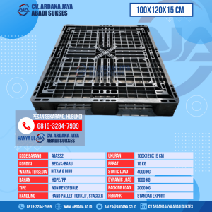 Pallet Plastik Bekas & Baru Ukuran 100x120x15 cm - AJAS32 - Hitam