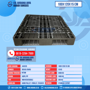 Pallet Plastik Bekas & Baru Ukuran 100x120x15 cm - AJAS35 - Hitam