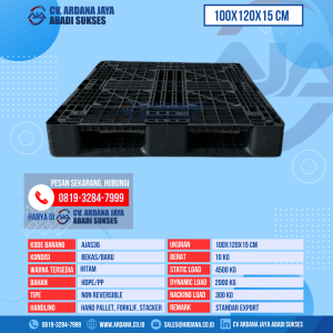 Pallet Plastik Bekas & Baru Ukuran 100x120x15 cm - AJAS36 - Hitam