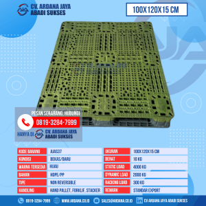 Pallet Plastik Bekas & Baru Ukuran 100x120x15 cm - AJAS37 - Hijau