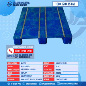 Pallet Plastik Bekas & Baru Ukuran 100x120x15 cm - AJAS38 - Biru