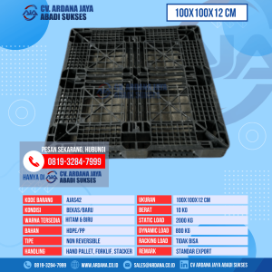 Pallet Plastik Bekas & Baru Ukuran 100x100x12 cm - AJAS42 - Hitam