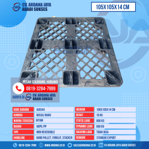 Pallet Plastik Bekas & Baru Ukuran 105x105x14 cm - AJAS44 - Hitam