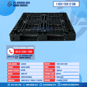 Pallet Plastik Bekas & Baru Ukuran 110x110x12 cm - AJAS45 - Hitam