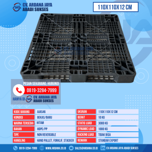 Pallet Plastik Bekas & Baru Ukuran 110x110x12 cm - AJAS46 - Hitam