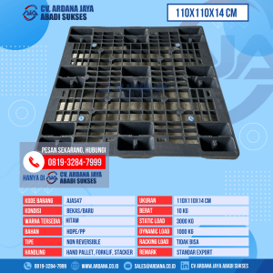 Pallet Plastik Bekas & Baru Ukuran 110x110x14 cm - AJAS47 - Hitam