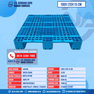 Pallet Plastik Bekas & Baru Ukuran 100x120x15 cm - AJAS48 - Biru