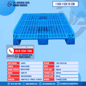 Pallet Plastik Bekas & Baru Ukuran 110x110x15 cm - AJAS51 - Biru