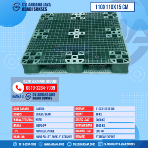 Pallet Plastik Bekas & Baru Ukuran 110x110x15 cm - AJAS54 - Hijau