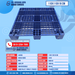 Pallet Plastik Bekas & Baru Ukuran 110x110x16 cm - AJAS56 - Biru