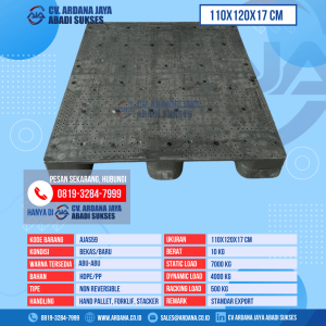 Pallet Plastik Bekas & Baru Ukuran 110x120x17 cm - AJAS59 - Abu-Abu