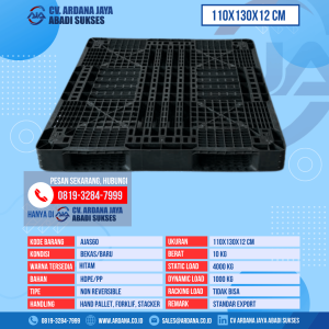 Pallet Plastik Bekas & Baru Ukuran 110x130x12 cm - AJAS60 - Hitam
