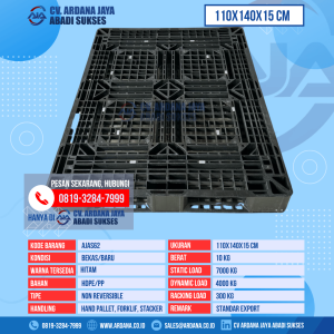 Pallet Plastik Bekas & Baru Ukuran 110x140x15 cm - AJAS62 - Hitam