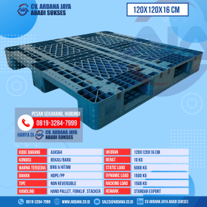 Pallet Plastik Bekas & Baru Ukuran 120x120x16 cm - AJAS64 - Biru