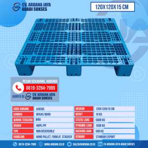 Pallet Plastik Bekas & Baru Ukuran 120x120x15 cm - AJAS65 - Biru