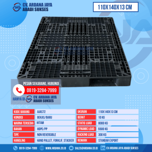 Pallet Plastik Bekas & Baru Ukuran 110x140x13 cm - AJAS72 - Hitam