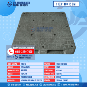 Pallet Plastik Bekas & Baru Ukuran 110x110x15 cm - AJAS73 - Abu-Abu