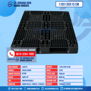 Pallet Plastik Bekas & Baru Ukuran 110x130x15 cm - AJAS74 - Hitam
