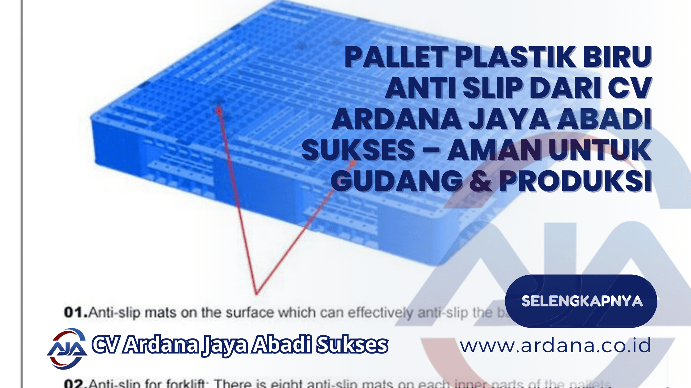 Pallet Plastik Biru Anti Slip dari CV ARDANA JAYA ABADI SUKSES – Aman untuk Gudang & Produksi
